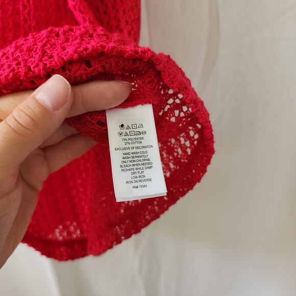 C&C California Cover-Up crochet Mini Dress Swimwear Size M NWT red pockets sheer - Picture 8 of 12